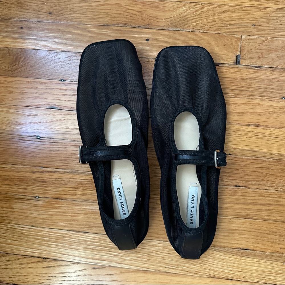 Sandy Liang Mesh Ballerinas Black - 39